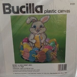 Bucilla Plastic Canvas Bunny Egg Candy Dish Kit Easter 6121 Craft Hobby Holiday